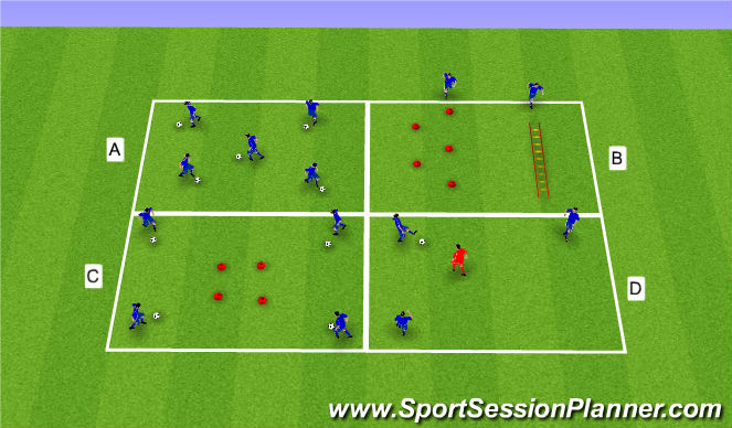 Football/Soccer Session Plan Drill (Colour): U11/12 Warm-up
