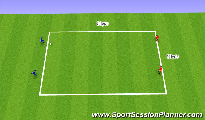 Football/Soccer Session Plan Drill (Colour): 2v2 Pressure / Cover