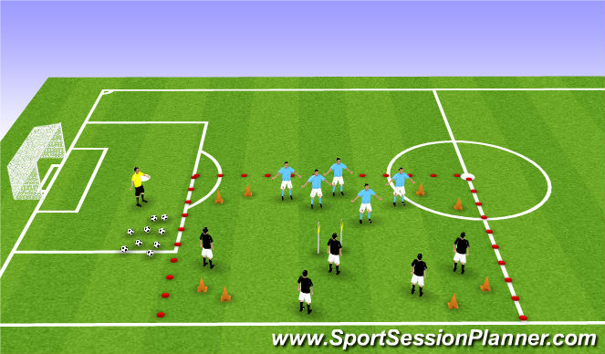 Football/Soccer Session Plan Drill (Colour): Dribbling through Gates