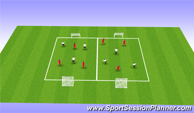 Football/Soccer Session Plan Drill (Colour): SSG  3 V 3