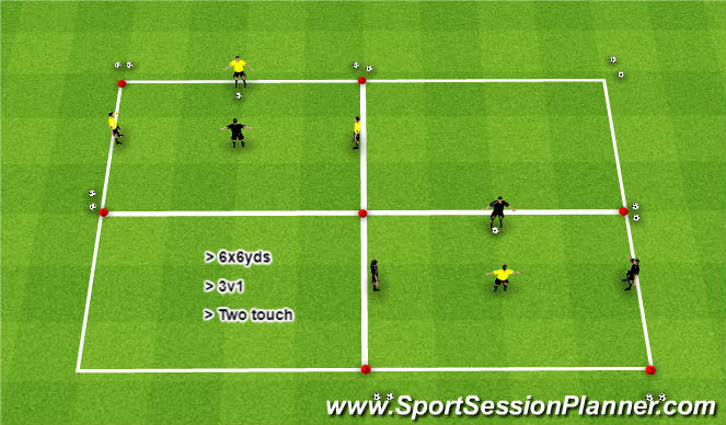 Football/Soccer Session Plan Drill (Colour): Rondo - 3v1