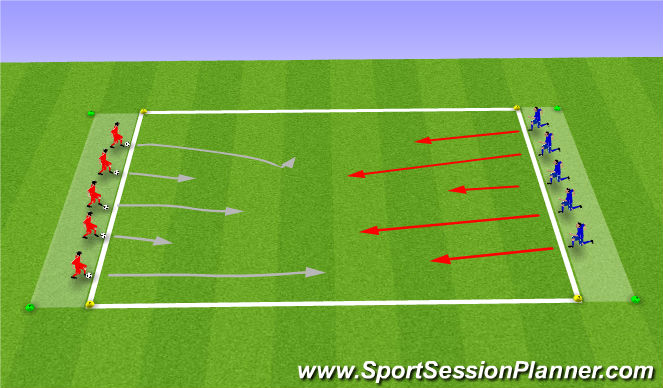 Football/Soccer Session Plan Drill (Colour): Technical defense work 1v1