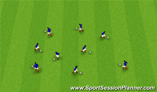 Football/Soccer Session Plan Drill (Colour): Juggle/Dribble/Dynamic Stretch