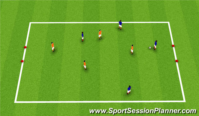 Football/Soccer Session Plan Drill (Colour): 4v4 Small Sided to gates