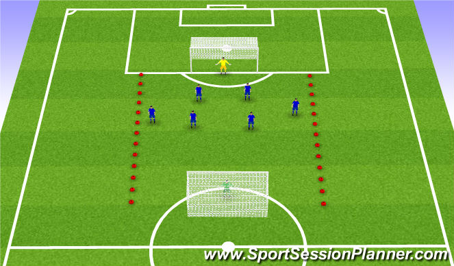 Football/Soccer Session Plan Drill (Colour): ESSG - 7v5 FIFA rules apply
