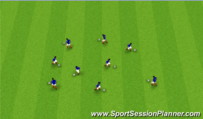 Football/Soccer Session Plan Drill (Colour): Dribbling/Footskills