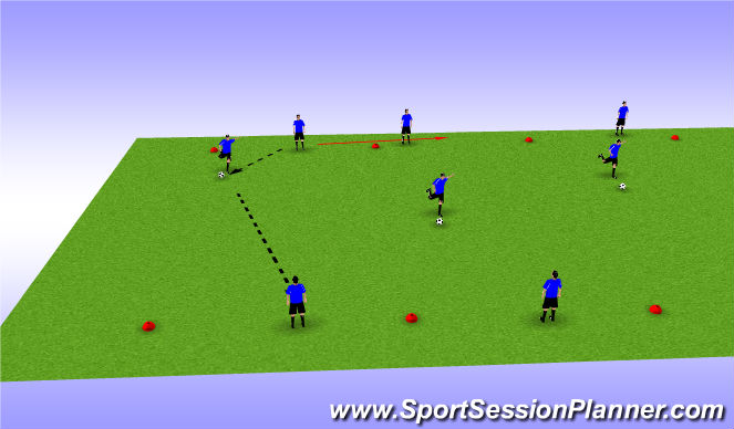 Football/Soccer Session Plan Drill (Colour): Switching play/Striking Technique