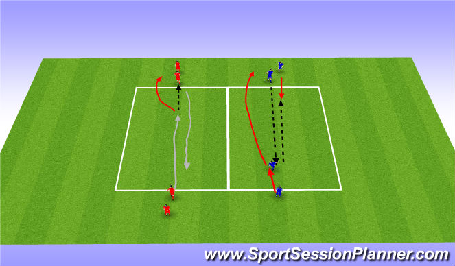 Football/Soccer Session Plan Drill (Colour): Continuous dribbling/passing warm up