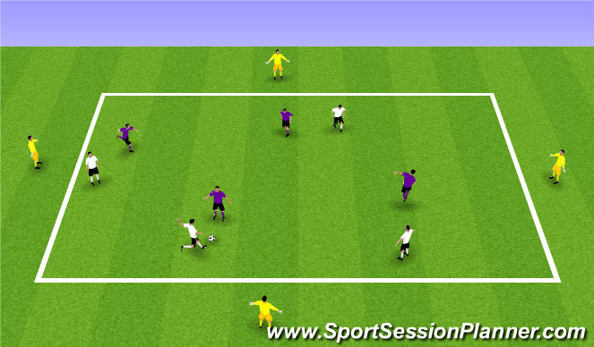 Football/Soccer Session Plan Drill (Colour): 4v4 + 4 waiting