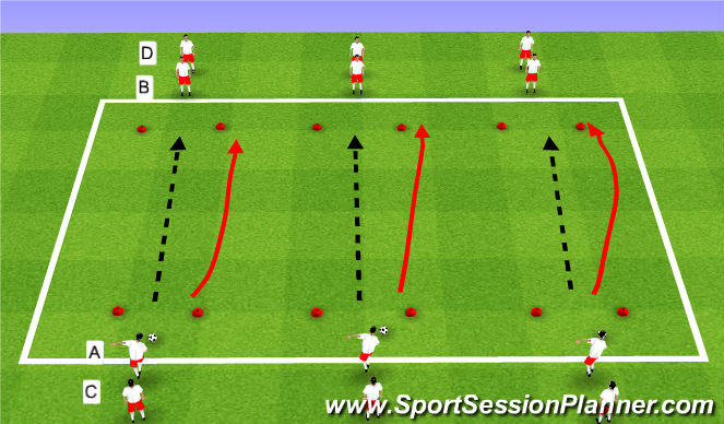 Football/Soccer Session Plan Drill (Colour): Technical Semi-Opposed
