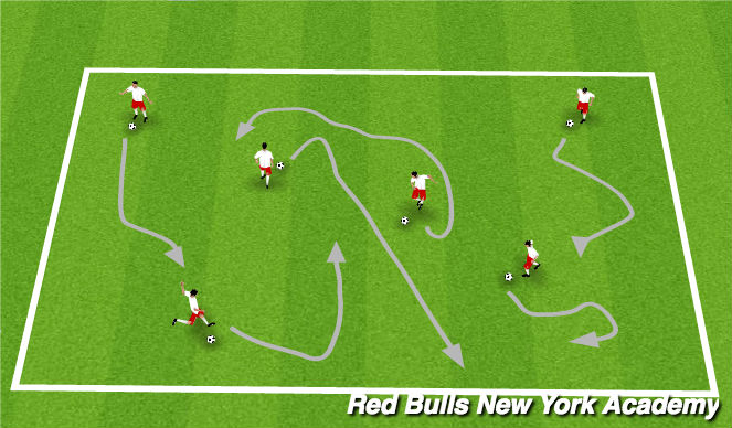Football/Soccer Session Plan Drill (Colour): Dribbling Warm Up 2