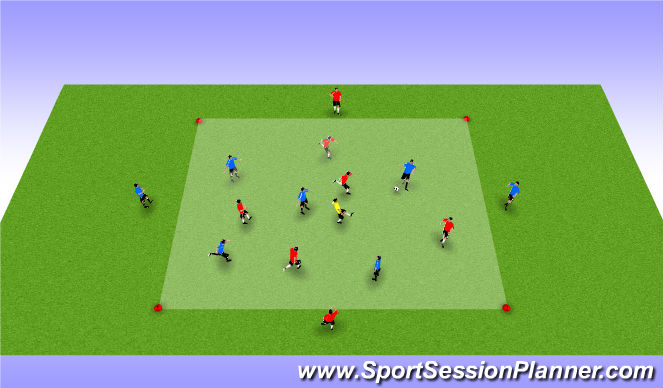 Football/Soccer Session Plan Drill (Colour): 5v5+1 to Targets bi-directional