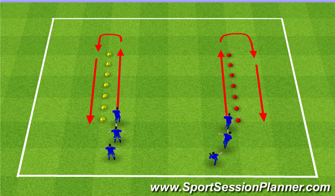 Football/Soccer Session Plan Drill (Colour): Warm up - Dynamic movements
