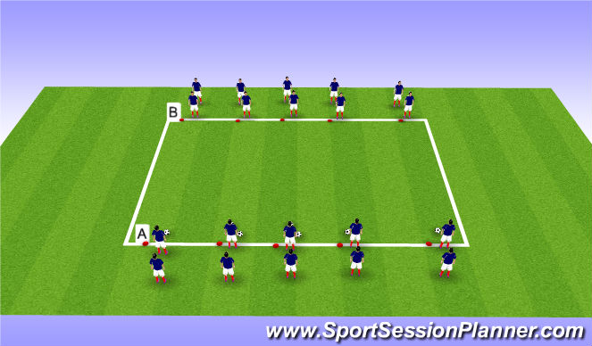 Football/Soccer Session Plan Drill (Colour): Warm Up - Passing and Dynamics