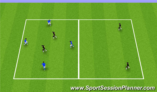 Football/Soccer Session Plan Drill (Colour): 4v2+2 Transition Game