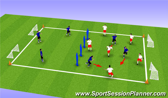 Football/Soccer Session Plan Drill (Colour): Defensive pressing and attacking transition