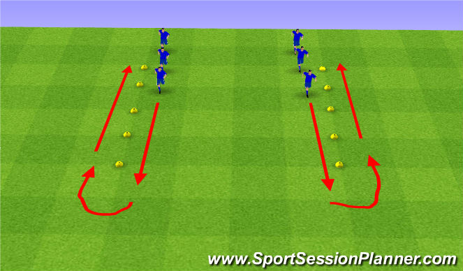 Football/Soccer Session Plan Drill (Colour): Warm up - Dynamic