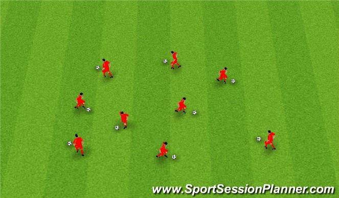 Football/Soccer Session Plan Drill (Colour): Juggle/Dribble/Dynamic Stretch