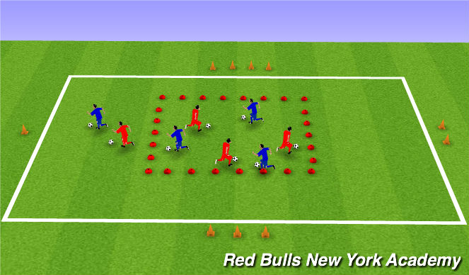 Fútbol Ejercicio del Plan de Sesiones (Color): Messi v Ronaldo to area