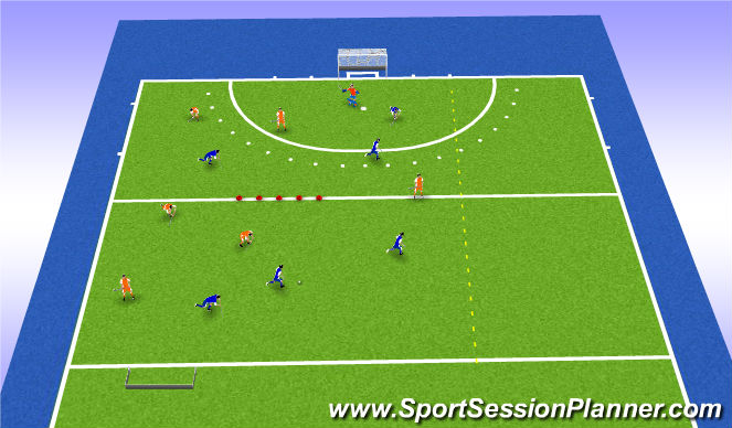 Hockey Session Plan Drill (Colour): Op zoek naar de pass