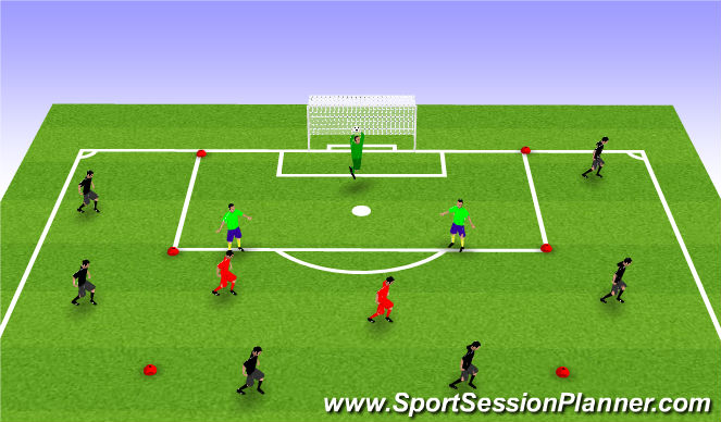 Football/Soccer Session Plan Drill (Colour): 2v2 with neutrals