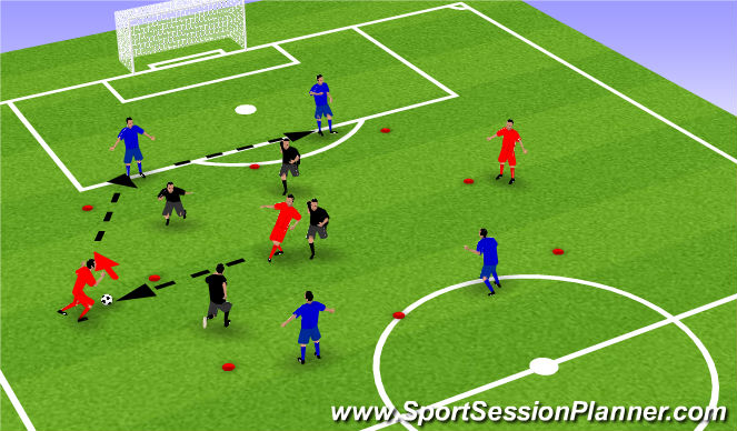 Football/Soccer Session Plan Drill (Colour): 4x4+3 rondo