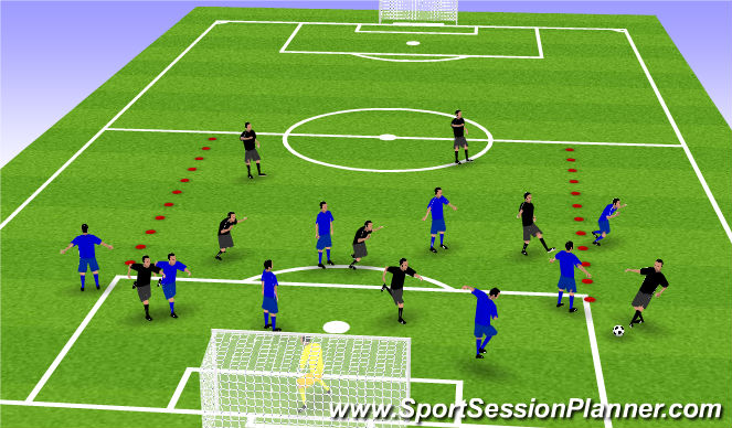 Football/Soccer Session Plan Drill (Colour): 8x9 To defend