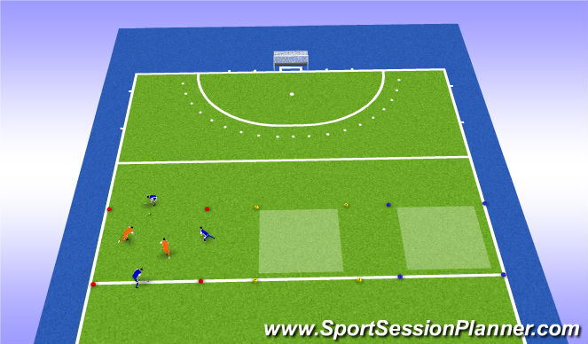 Hockey Session Plan Drill (Colour): Vier leuke inspeelvormen met vierkanten