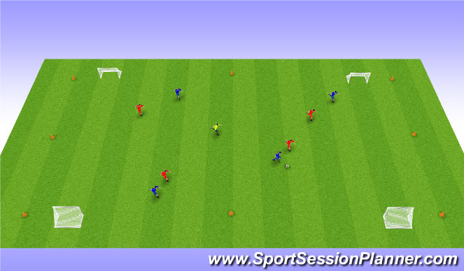 Fútbol Ejercicio del Plan de Sesiones (Color): 4 wide goal SSG