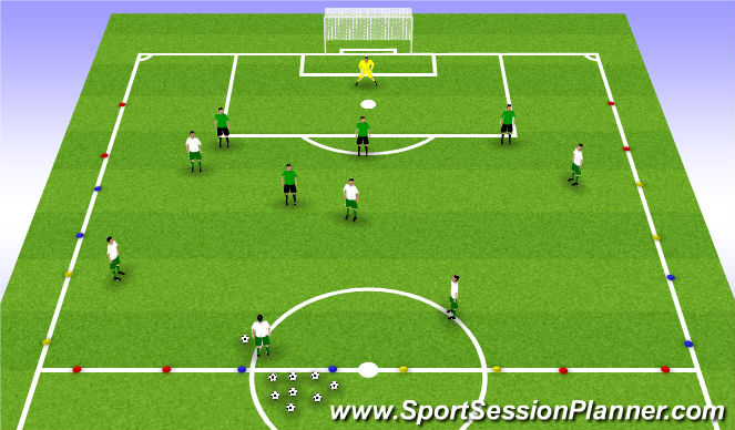 Football/Soccer Session Plan Drill (Colour): GU11 - 6v5 (Inc. GK)