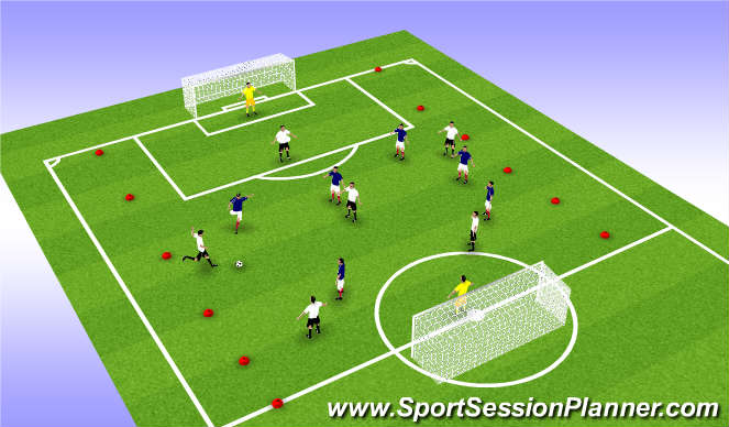 Football/Soccer Session Plan Drill (Colour): 8 v 6 Possesion and Quick Attack