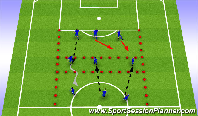 Football/Soccer Session Plan Drill (Colour): Warm Up - Supporting Movements