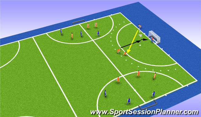 Hockey Session Plan Drill (Colour): Aanvallen, verdedigen en omschakelen