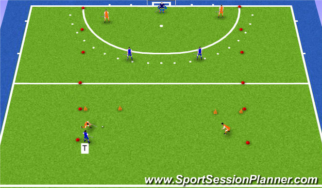 Hockey Session Plan Drill (Colour): Overtal met tackleback