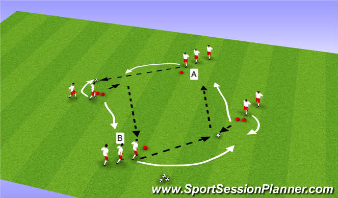 Football/Soccer Session Plan Drill (Colour): Diamond Passing Warm Up