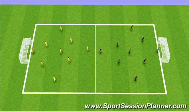 Football/Soccer Session Plan Drill (Colour): Free Play - 9v9 Game