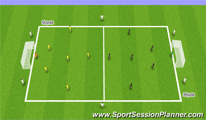 Football/Soccer Session Plan Drill (Colour): Free Play - 7v7 Bumper game