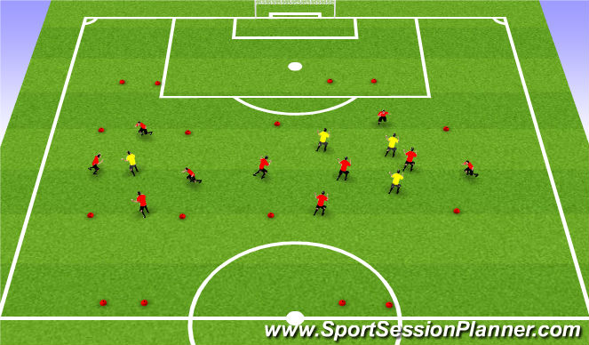 Football/Soccer Session Plan Drill (Colour): rondo with penatration