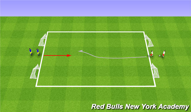 Football/Soccer Session Plan Drill (Colour): 1v1 to two goals. 1v1 do dwóch bramek.