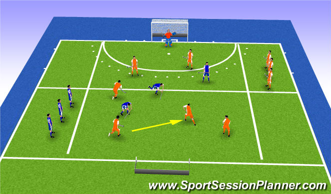 Hockey Session Plan Drill (Colour): Spelvorm combineren