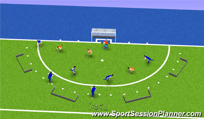 Hockey Session Plan Drill (Colour): Oefenen in ondertal/overtal