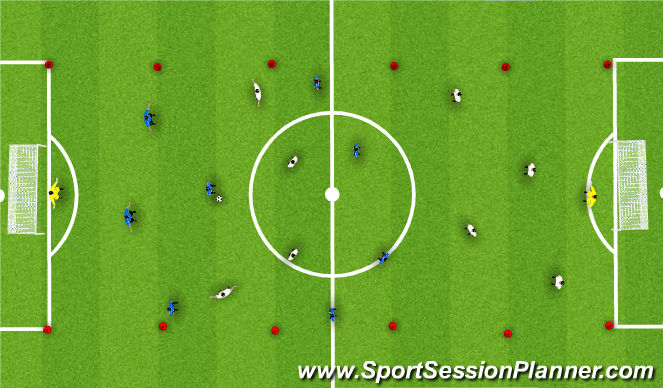 Football/Soccer Session Plan Drill (Colour): 9v9