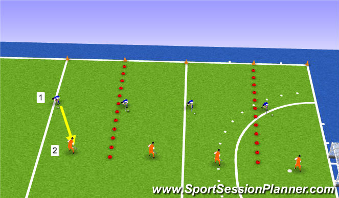 Hockey Session Plan Drill (Colour): Diepe bal turnover
