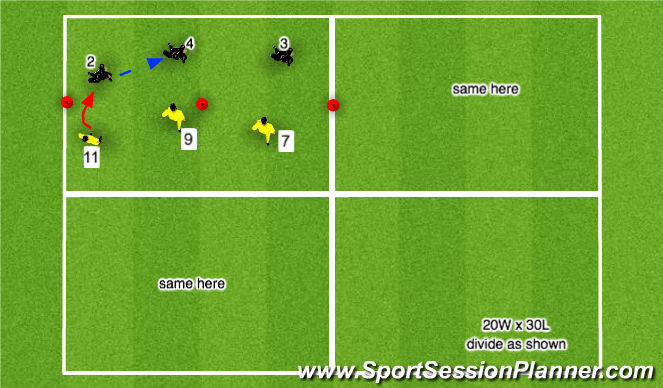 Football/Soccer Session Plan Drill (Colour): Stage 1: Warm up