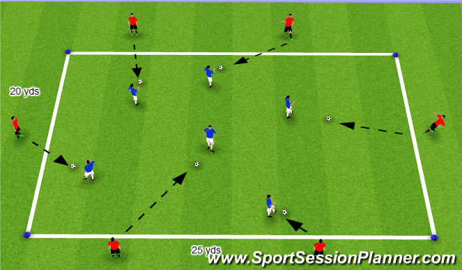 Football/Soccer Session Plan Drill (Colour): Warm Up #2