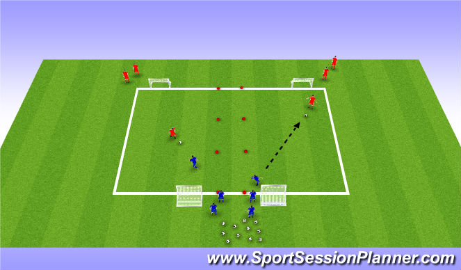Football/Soccer Session Plan Drill (Colour): 1v1 to angled goals