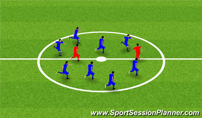 Football/Soccer Session Plan Drill (Colour): Warm up.