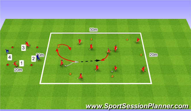 Football/Soccer Session Plan Drill (Colour): Warm up 3. Rozgrzewka nr 3.