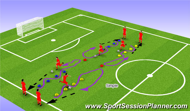 Football/Soccer Session Plan Drill (Colour): Expanded Dribbling 1