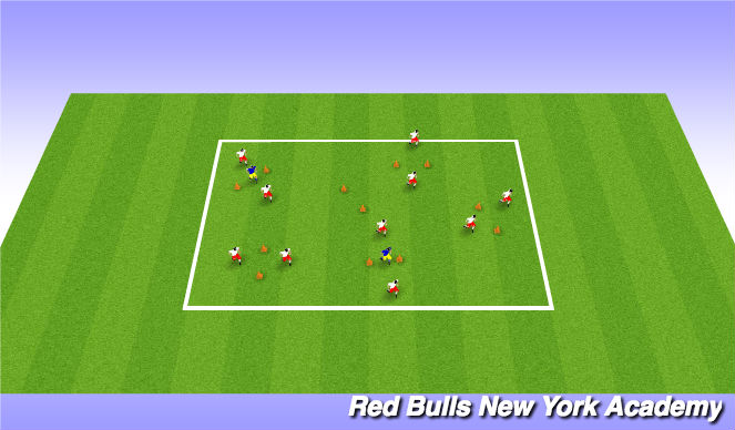 Football/Soccer Session Plan Drill (Colour): Passing through gates - Opposed (10/15 mins)
